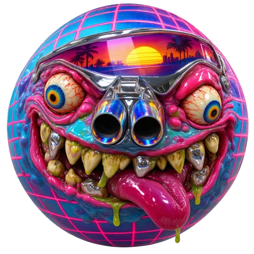 Neon Nate — a gross-out rubber ball for Synthwave